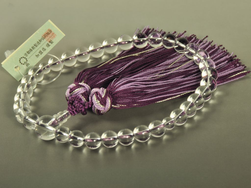 本水晶（8mm） 銀花カガリ房（紫） 女性用略式数珠 ｜ 数珠・念珠の専門店亀屋 京都の数珠職人がつくる日本製のお数珠を販売