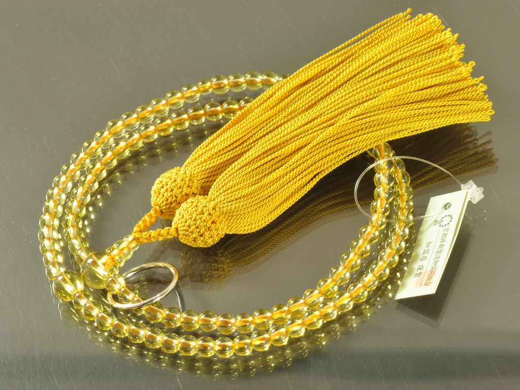 黄水晶 正絹頭付き房（カラシ色） 曹洞宗（禅宗） 女性用本式数珠 